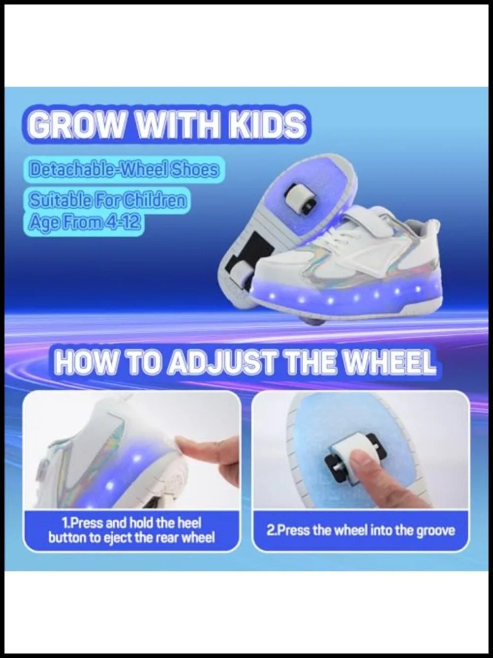 Kids Roller Skate Shoes with Wheels USB Rechargeable LED Sneakers